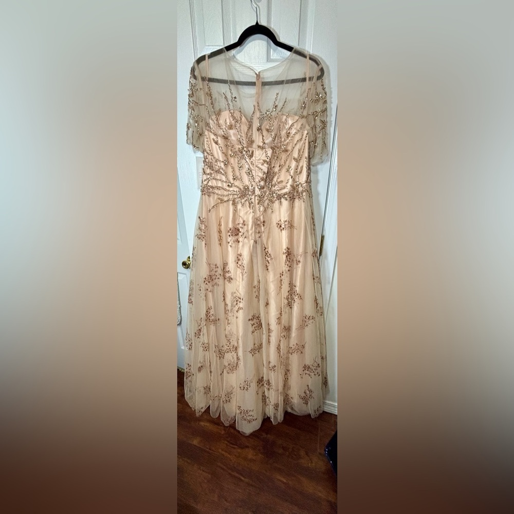 NWT MAC DUGGAL SZ 16 CHAMPAGNE/PINK Embellished Illusion Enchanting Gown #79317 - Picture 7 of 13